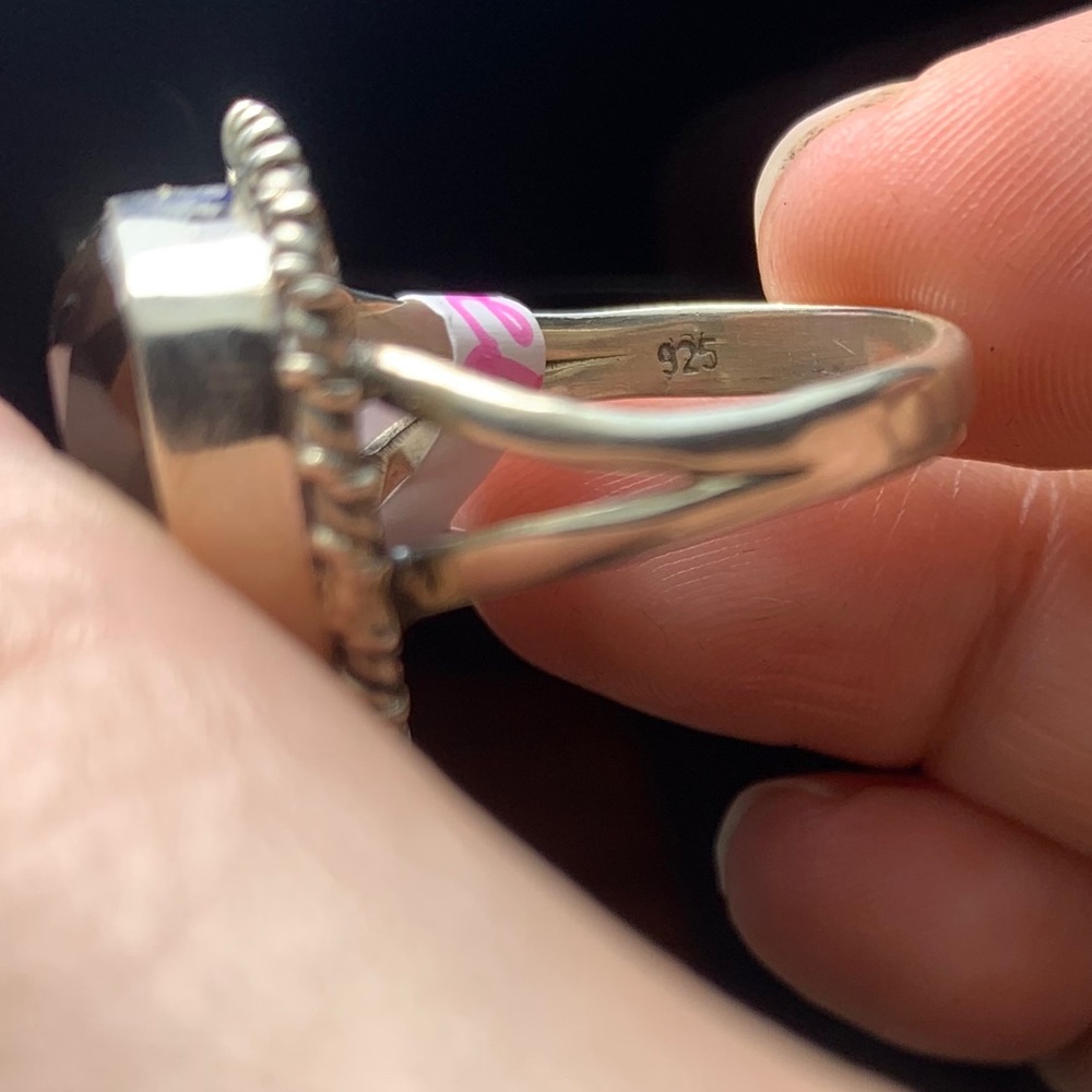 Solid Sterling Smokey Quartz Ring - image 6